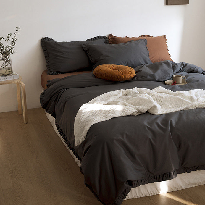 12color simple cotton frill bedlinen set