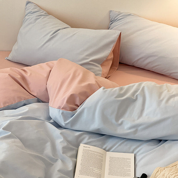 8color two tone creamy cotton bedlinen set