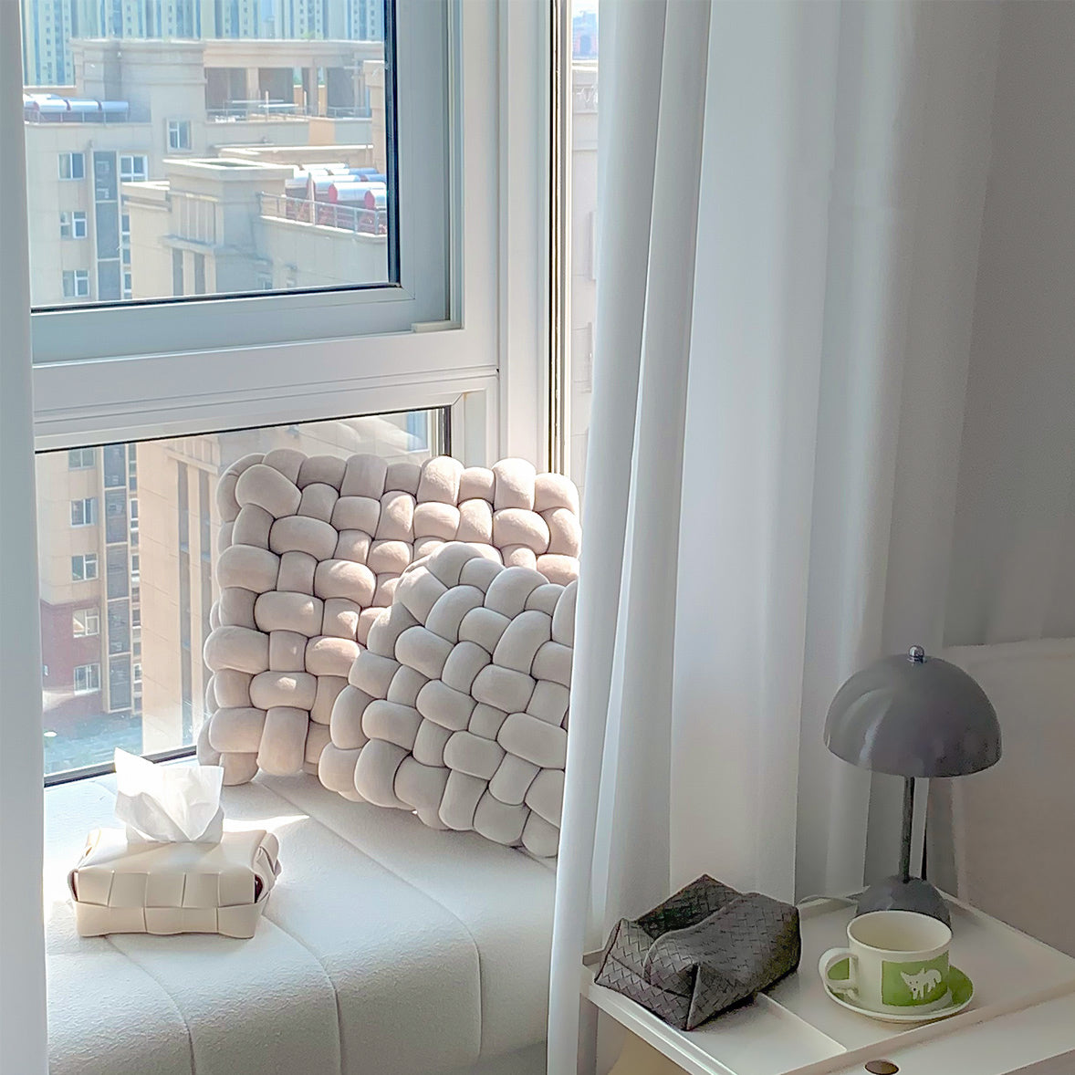 2color natural knit cushion