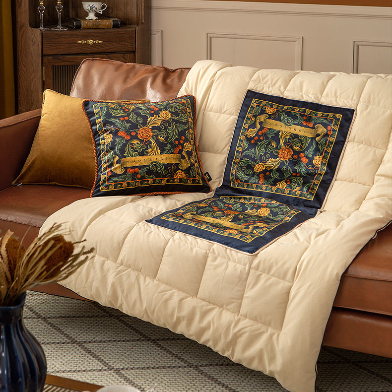 retro flower 2way quilt cushion