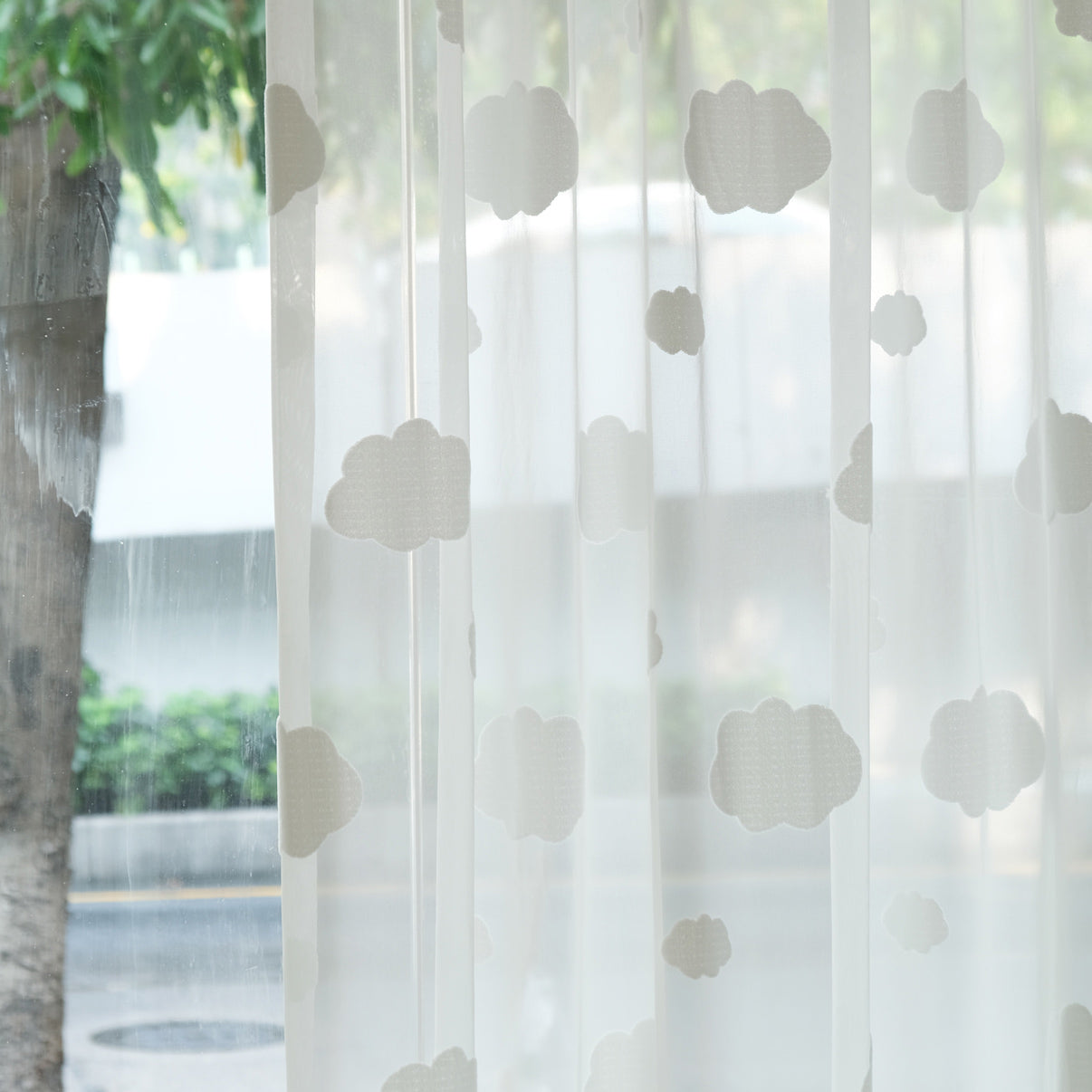 cloud pattern lace curtain