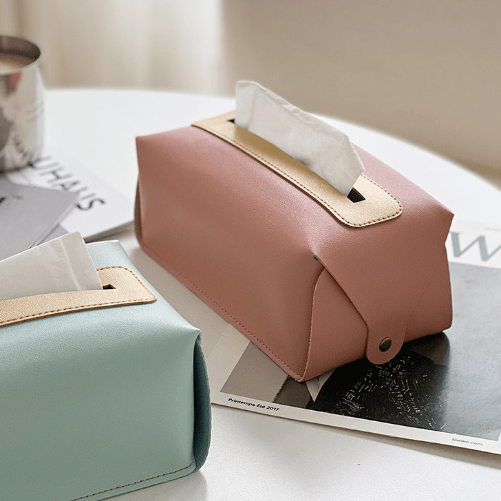 6color leather box tissue case