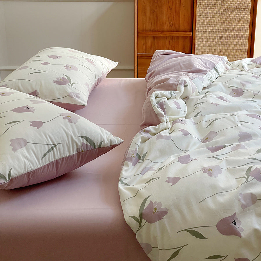 purple tulips bedlinen set