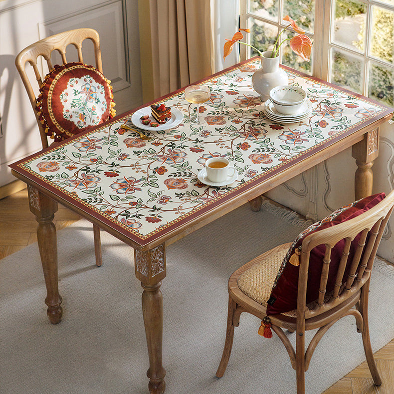 dark red vintage flower square table mat