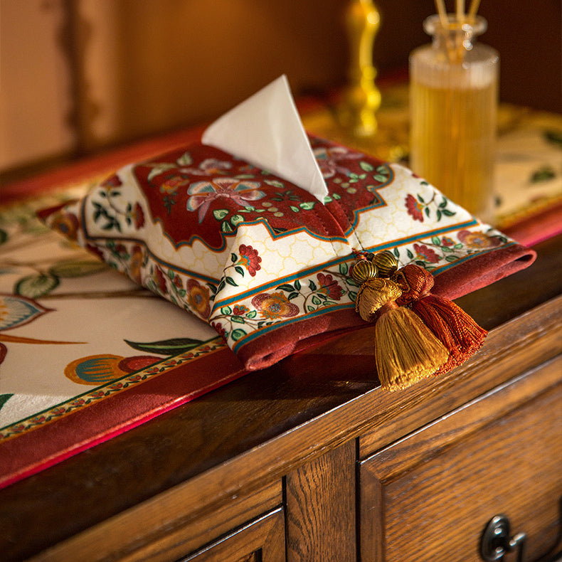 dark red vintage flower tissue case