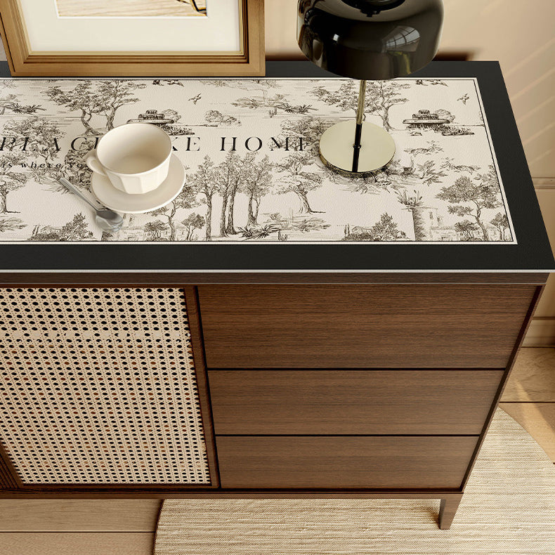 black toile de Jouy shelf mat