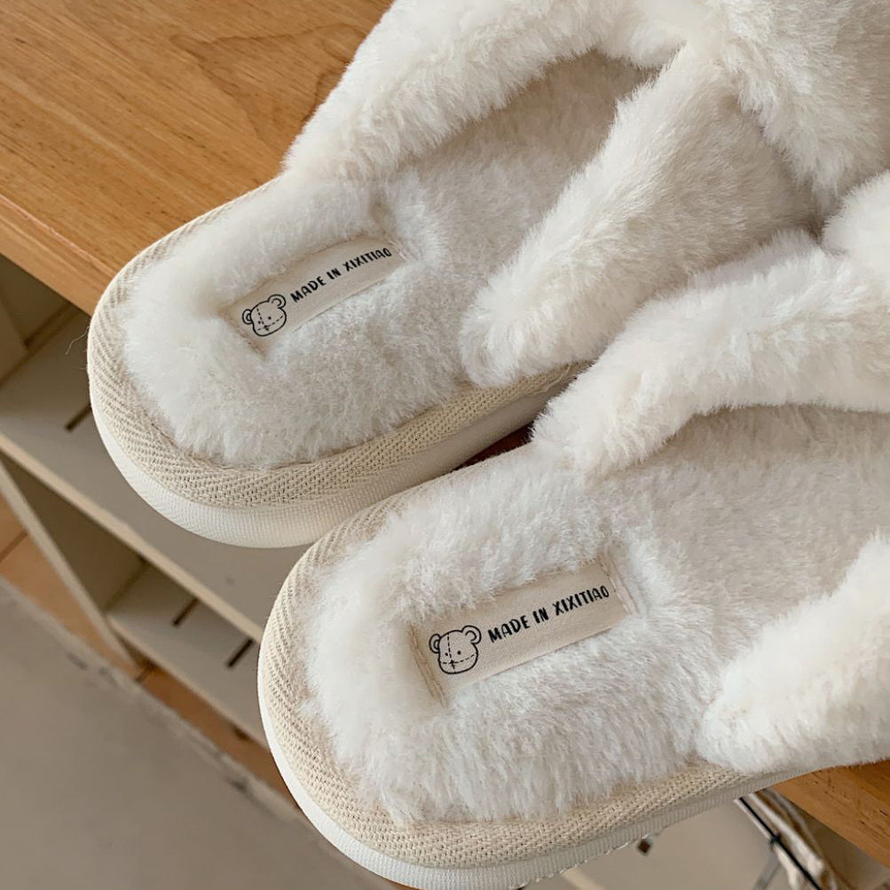 3color fur cross roomshoes