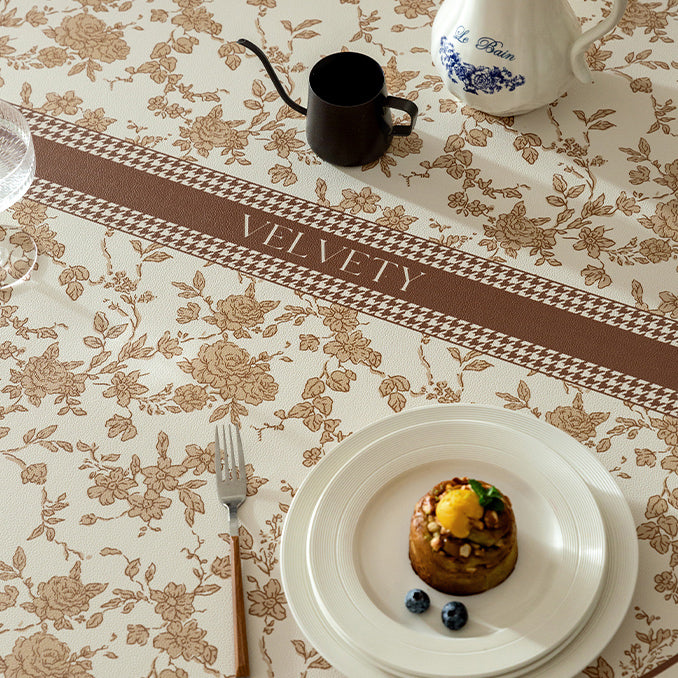 2color french flower velvety table mat
