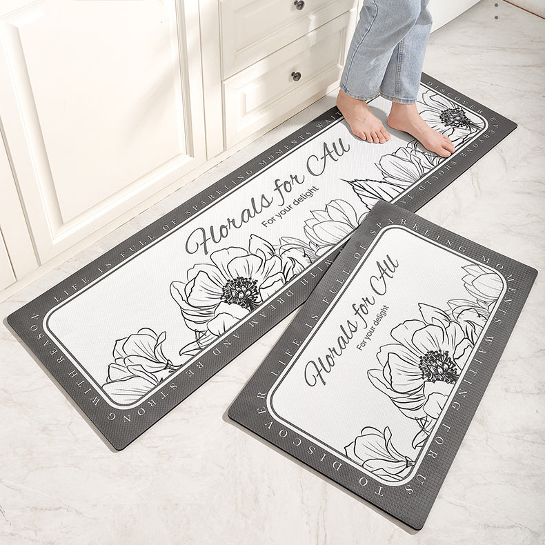 4type monotone flower kitchen mat set