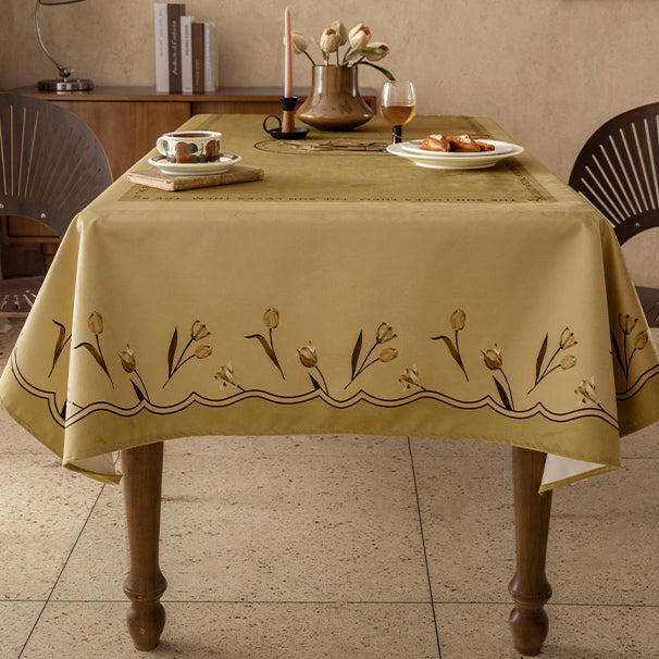 art mustard tulip table cloth