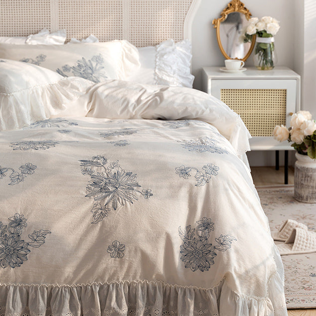 white lace frills bedlinen set