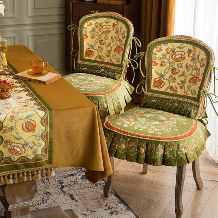 green retro flower chair cover & cushion