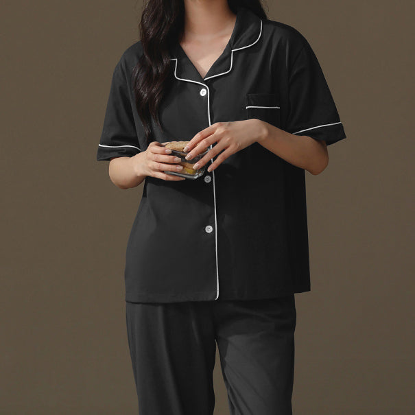 piping charcoal gray pair roomwear