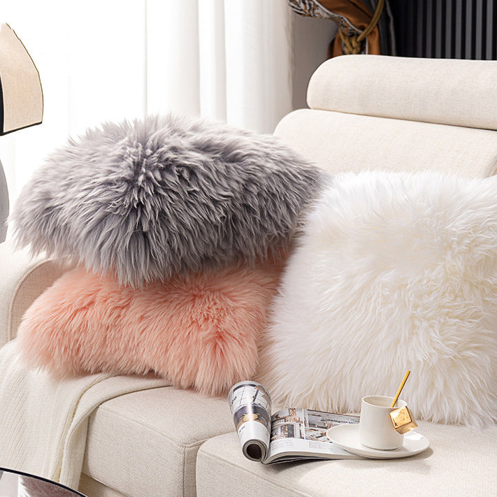 4color long fur cushion