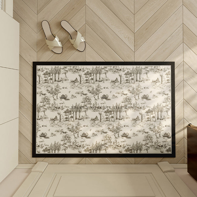 black toile de Jouy door mat