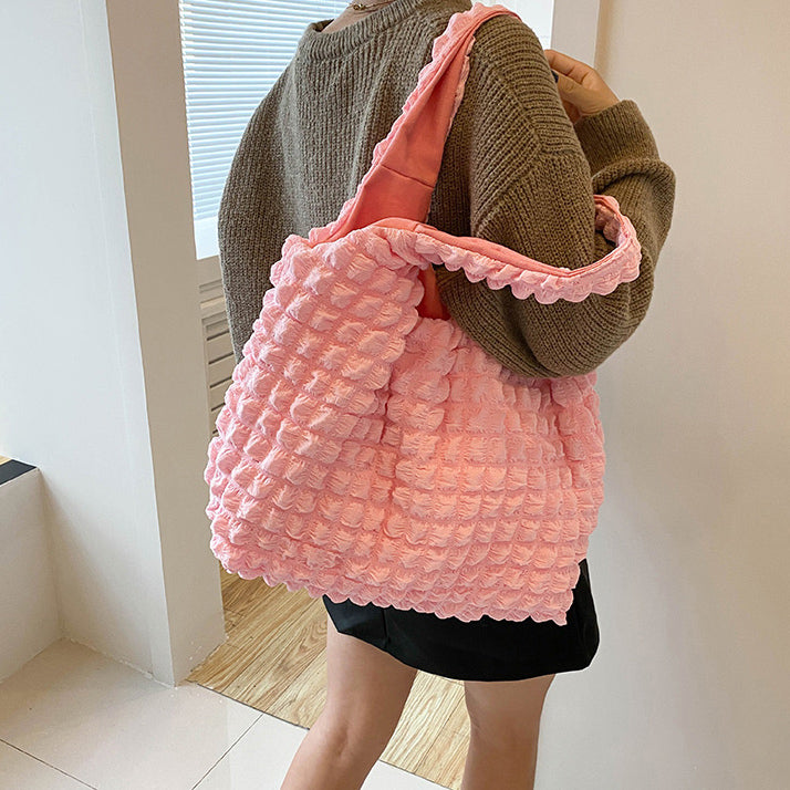5color square puff handbag