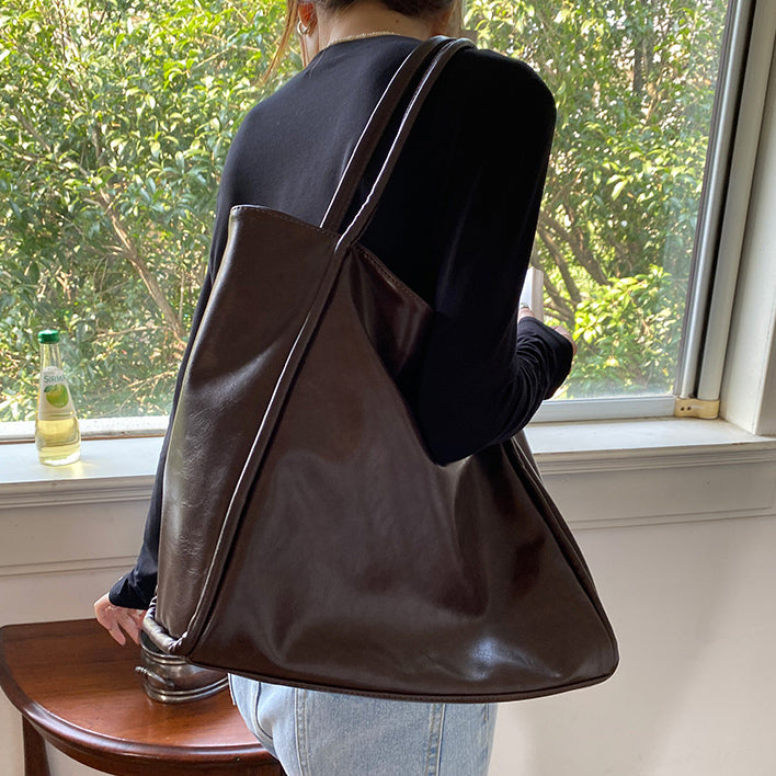 3color leather tote bag