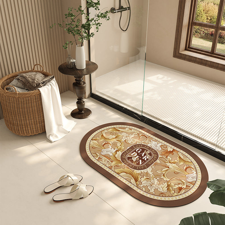 brown garden logo bath mat