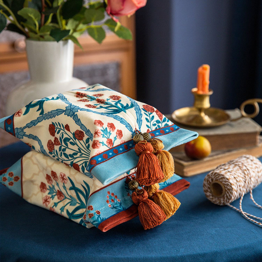 2design ethnic blue flower tissue case