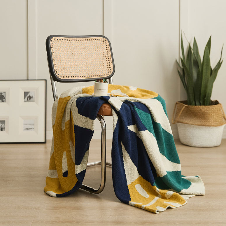 2color flower knit blanket