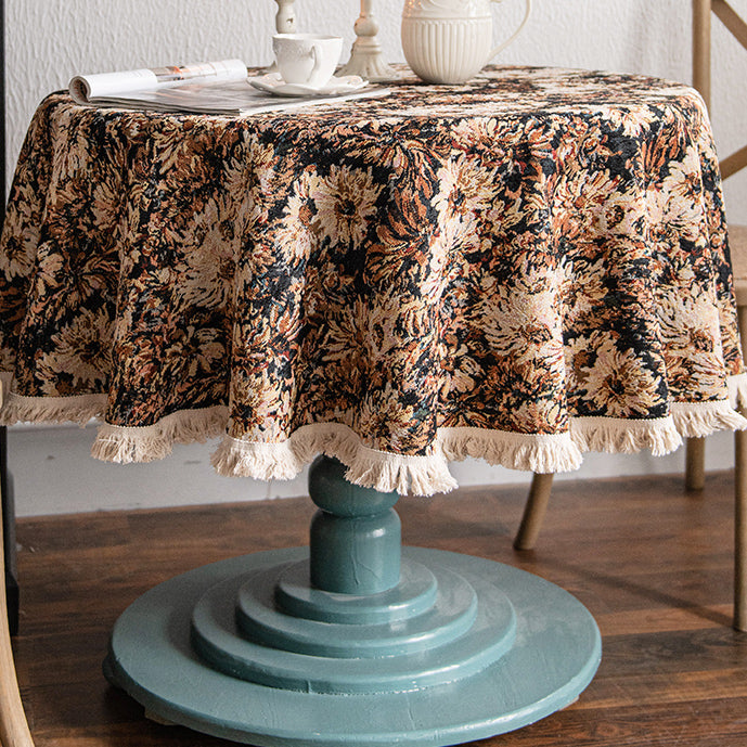 french brown flower table cloth