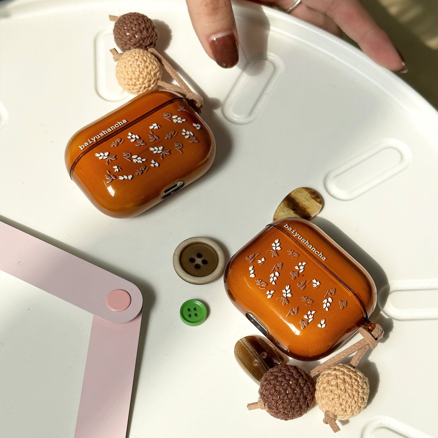 clear brown leaf Airpods case