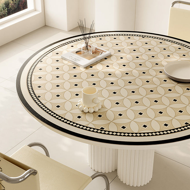 2design brown retro tile round table mat