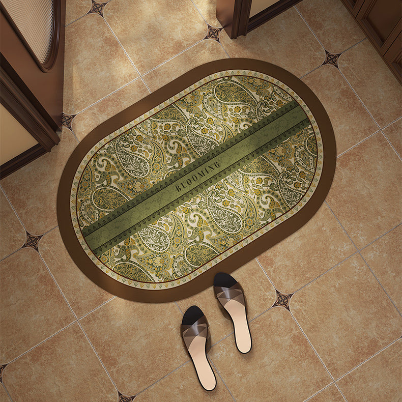 green blooming bath mat