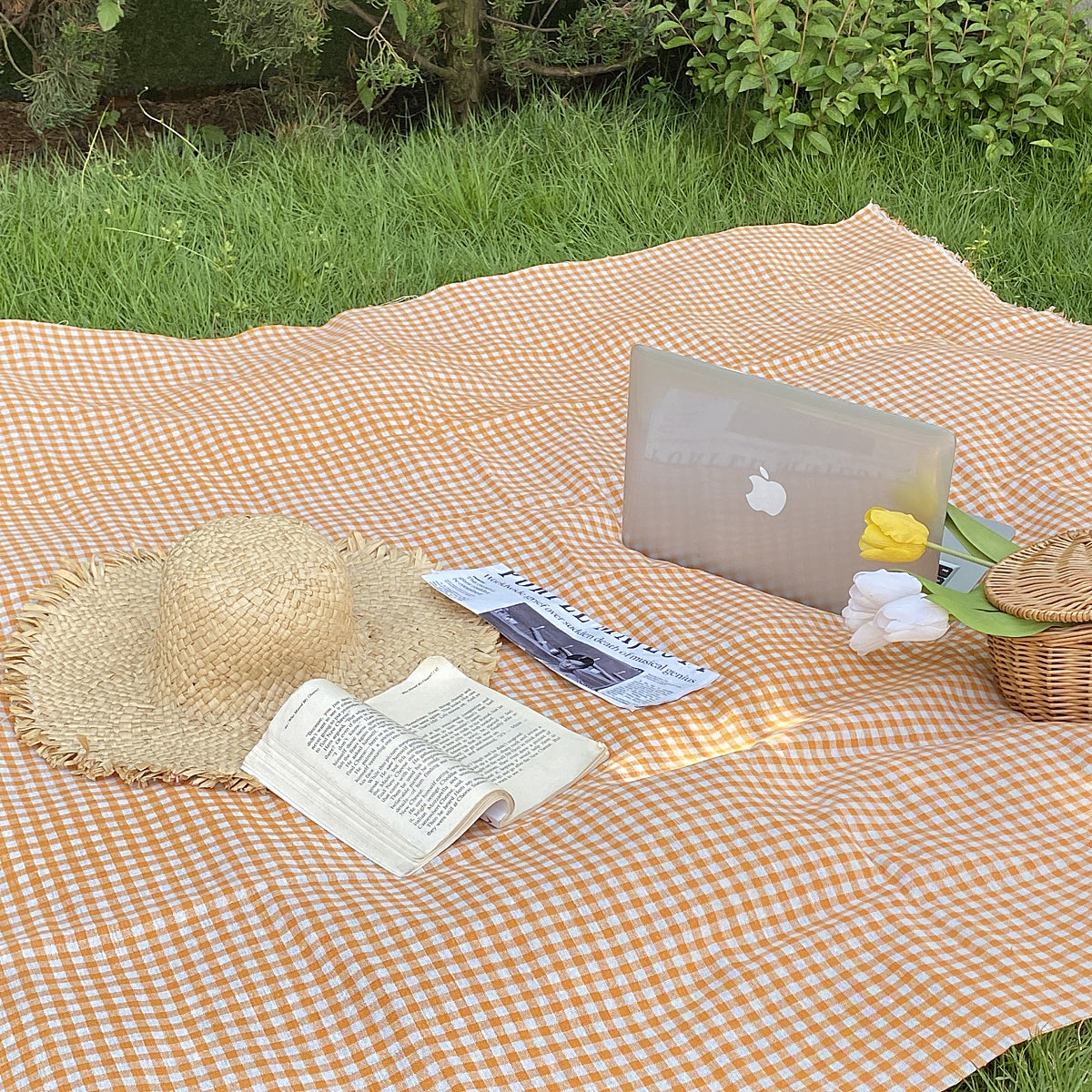 natural gingham check picnic cloth