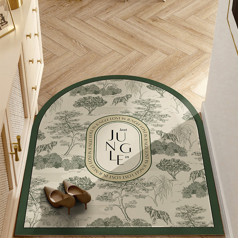 green retro forest door mat