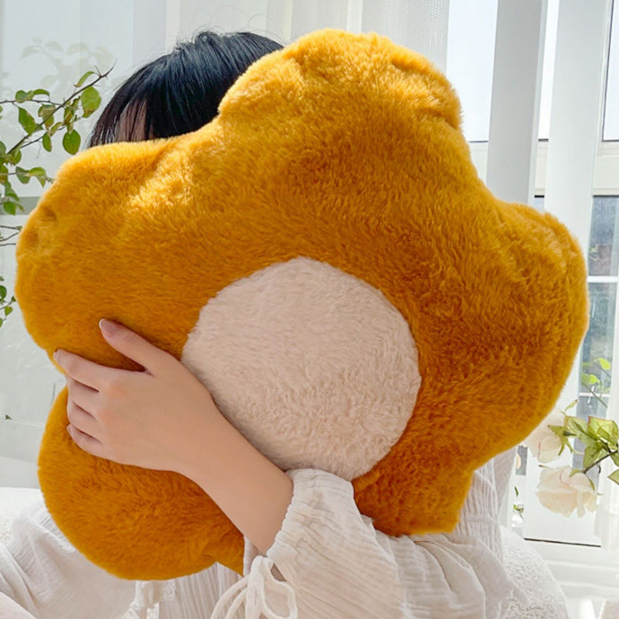 2color fur flower cushion