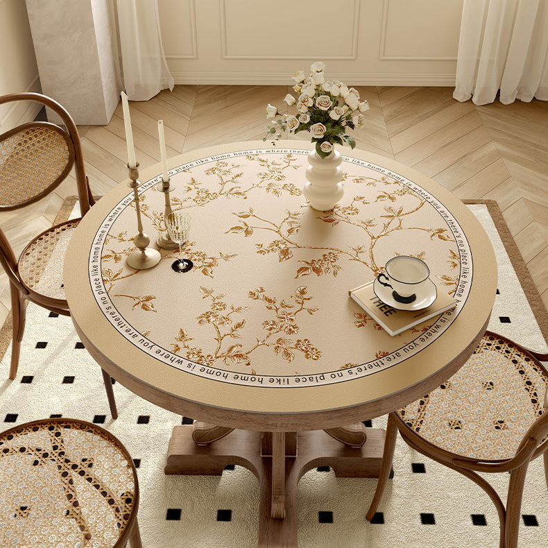 south wood beige round table mat