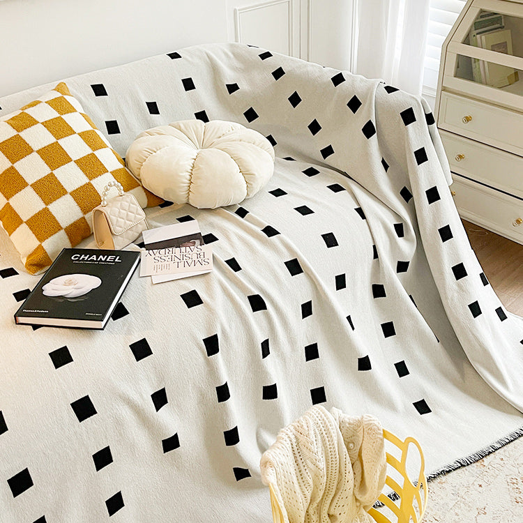 monotone square block sofa cover