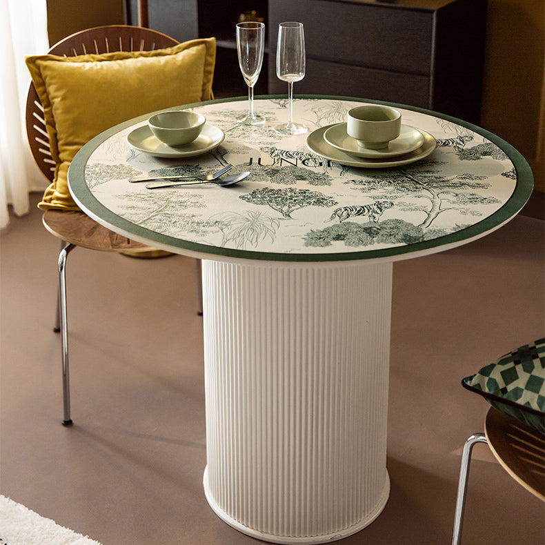 2color green retro forest round table mat