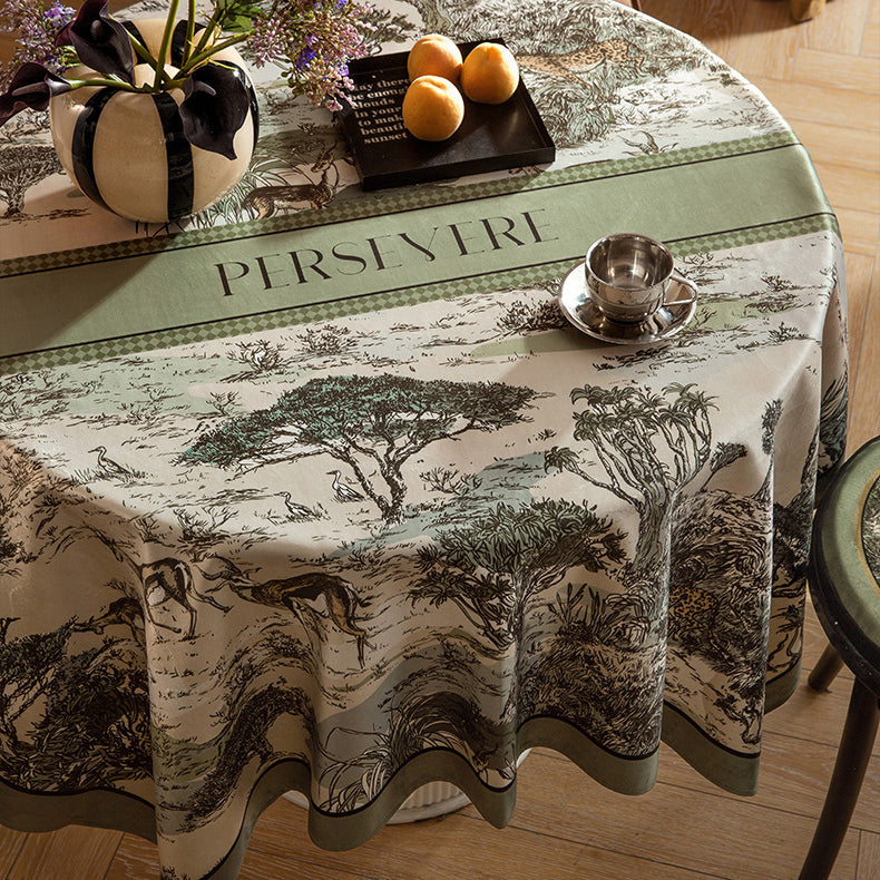 green persevere logo table cloth
