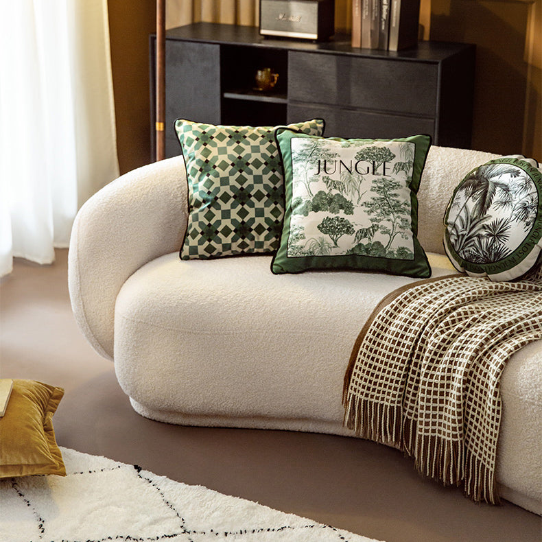 green retro forest cushion