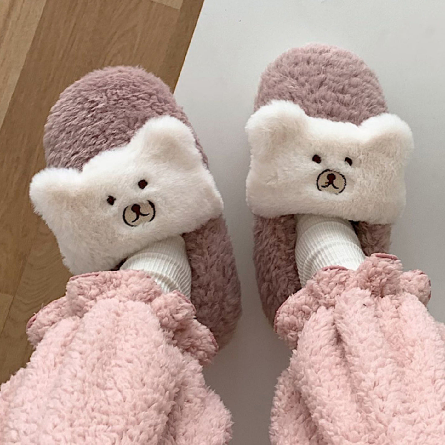 4color fur bear roomshoes