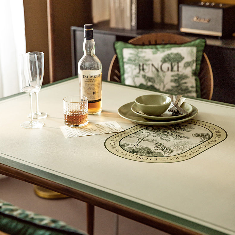 2color green retro forest square table mat