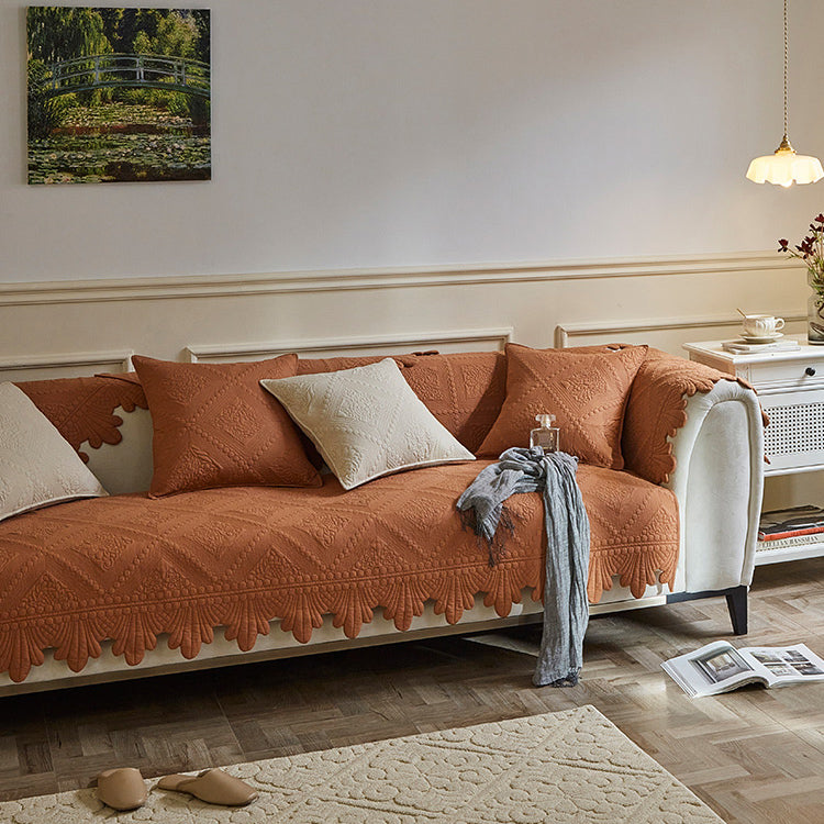 3color diamond flower stitch sofa cover