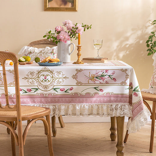 2design pink lovely tulip table cloth