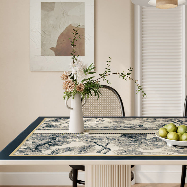 blue retro forest square table mat