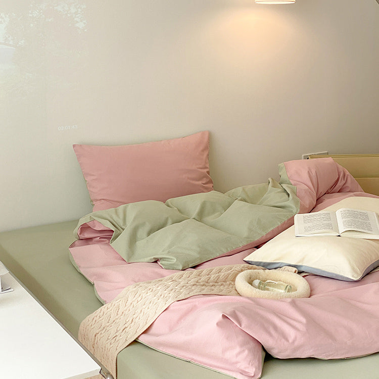 8color two tone creamy cotton bedlinen set
