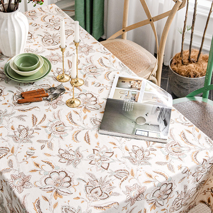 brown botanical table cloth