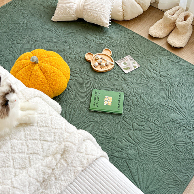 3color botanical stitch floor mat