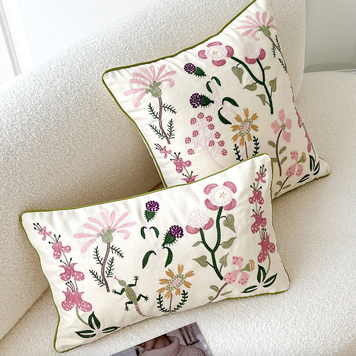 retro botanical flower cushion