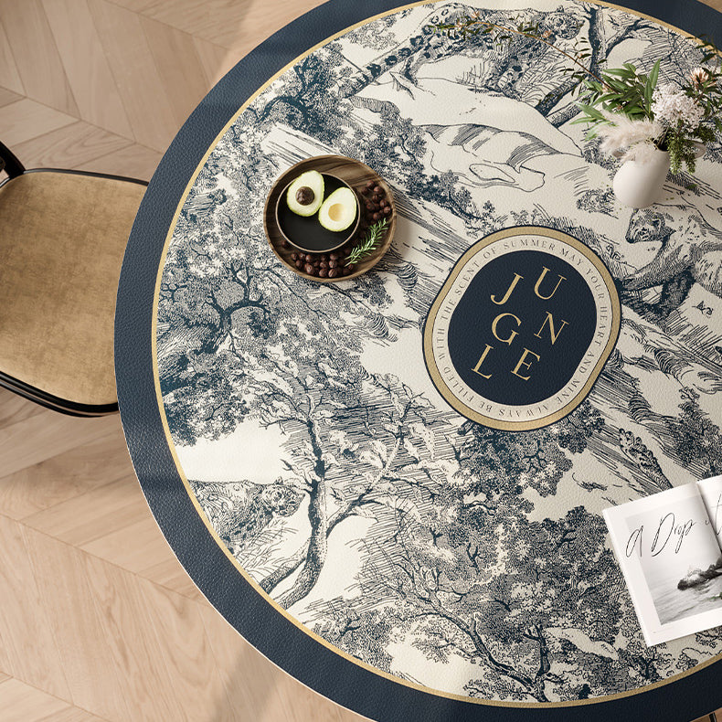 blue retro forest table mat