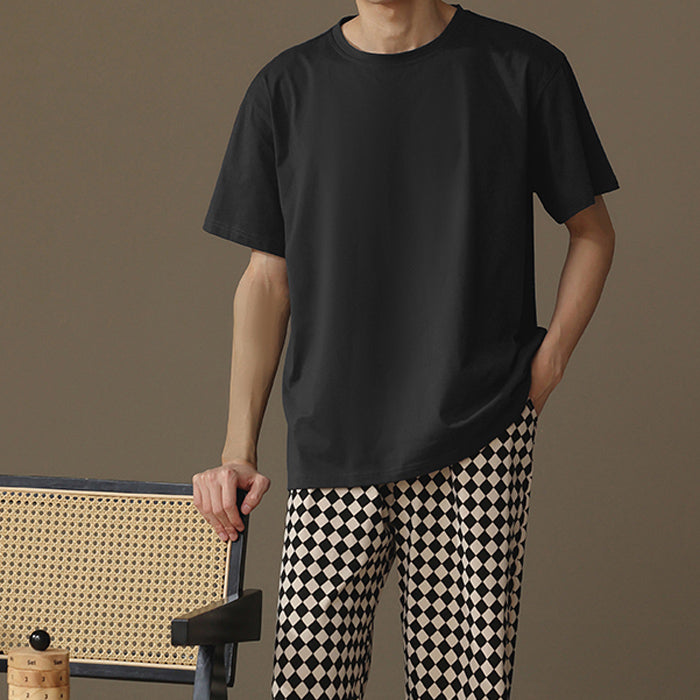 diamond check bottoms pair roomwear