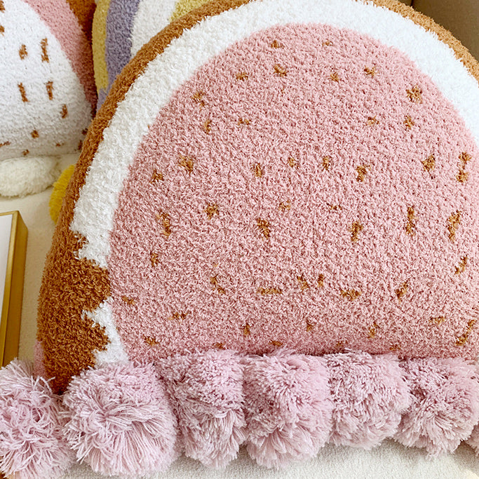 3color semicircle ponpon cushion
