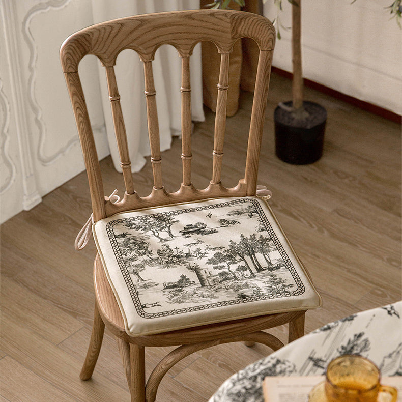 black toile de Jouy square cushion