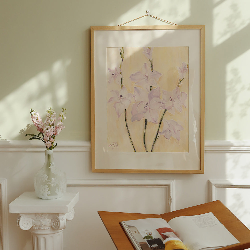 purple gladiolus poster & frame SET